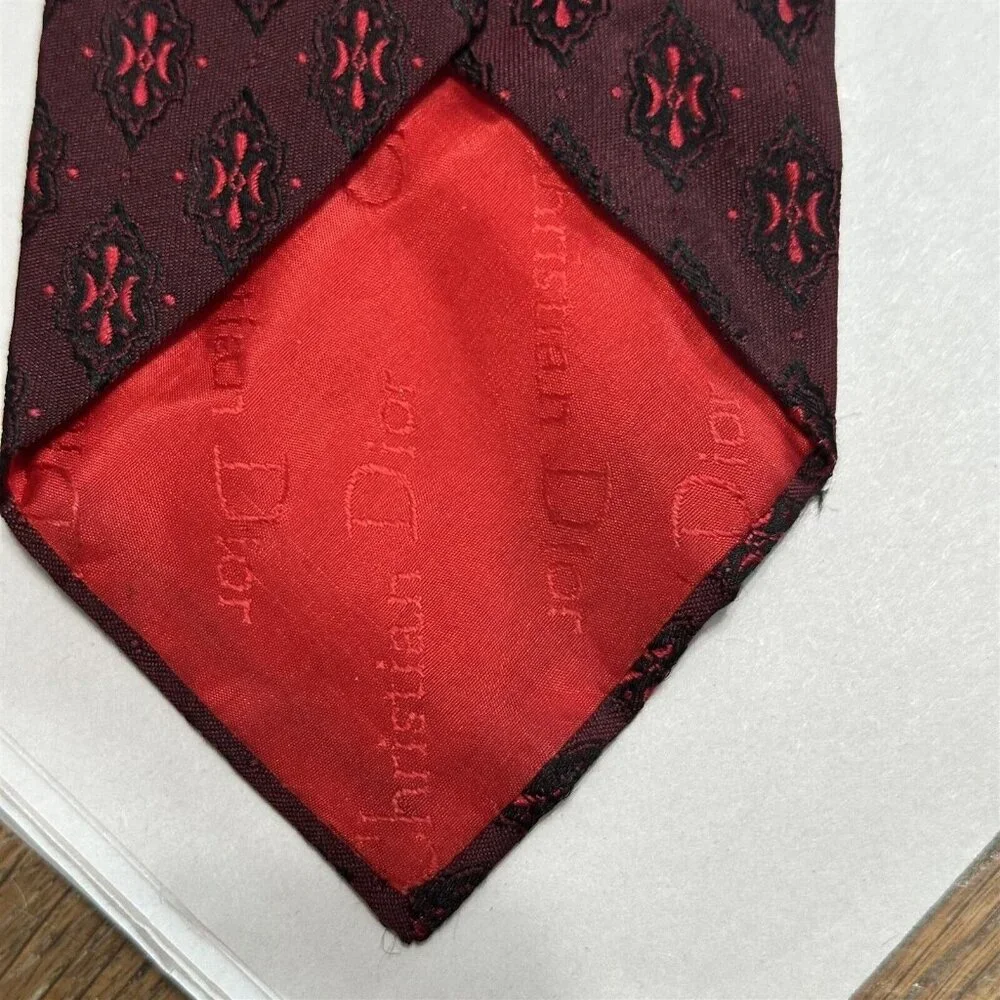 Vintage Christian Dior Made In France Mens Silk Necktie Geometric Tie